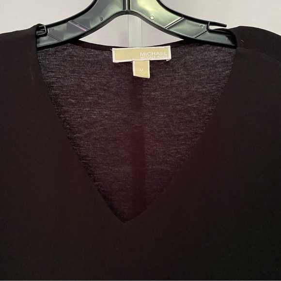 Michael Kors Black Layered V-Neck Top — M - Picture 2 of 6
